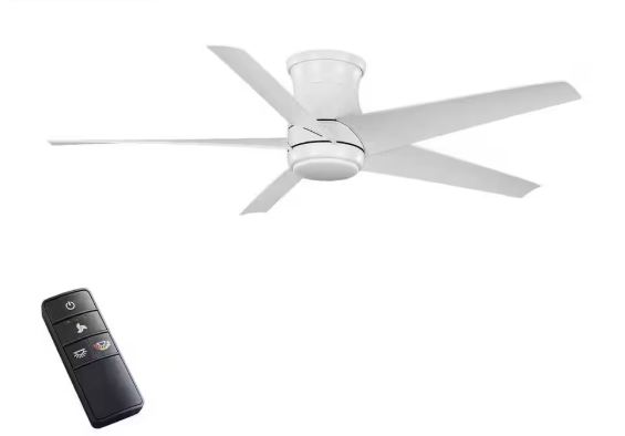 Hampton Bay Mena 54 in. White Color Changing LED Indoor/Outdoor Hugger Matte White Ceiling Fan with Light and Remote 92402