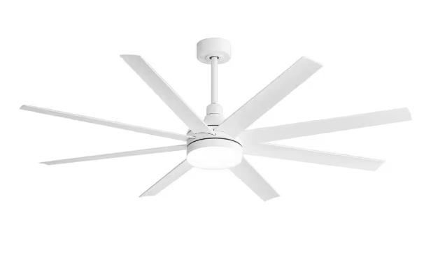 Breezary Archer 65 in. Integrated LED Indoor White Ceiling Fans with Light and Remote Control Included 23012-AW