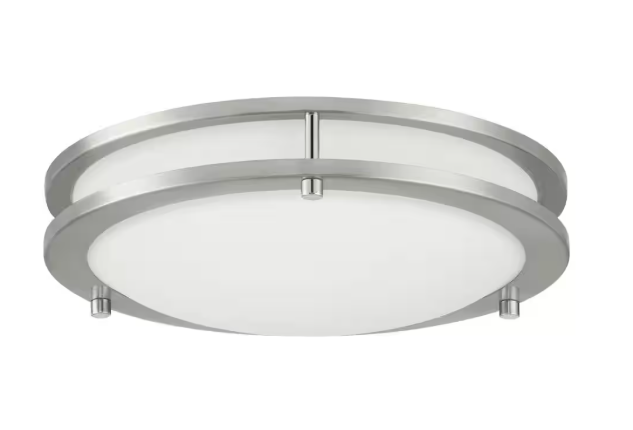 Hampton Bay Flaxmere 12 in. Contemporary Brushed Nickel Selectable CCT Integrated LED Flush Mount for Kitchens HB1023C3CCT35-2