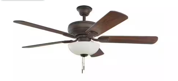 Hampton Bay- Rothley II 52 in. Indoor LED Bronze Ceiling Fan with Light Kit, Downrod, Reversible Motor and Reversible Blades