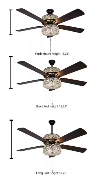 River of Goods Gracie Grand 52 in. Silver with Clear Crystal LED Ceiling Fan With Light 20076