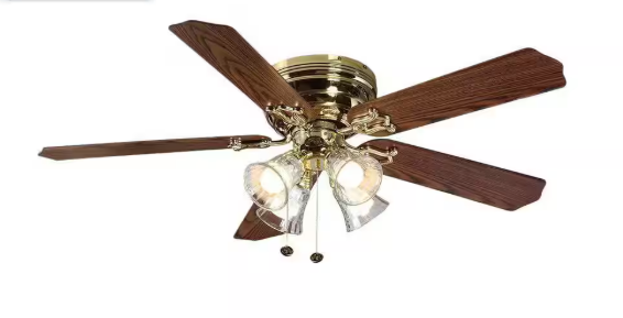 Hampton Bay Carriage House 52 in. Indoor LED Polished Brass Ceiling Fan with Light Kit, Reversible Motor and Reversible Blades 46008