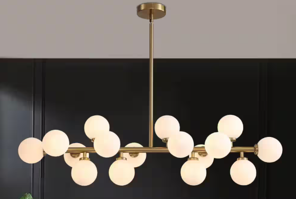 SILJOY 16-Light Brass Globe Sputnik Dining Room Chandelier Mid Century Kitchen Pendant Light SHLP084