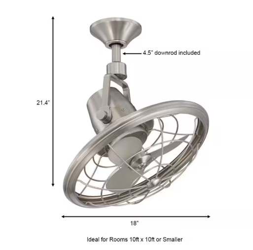 Home Decorators Collection Bentley II 18 in. Indoor/Outdoor Brushed Nickel Oscillating Ceiling Fan with Wall Control AL14-BN