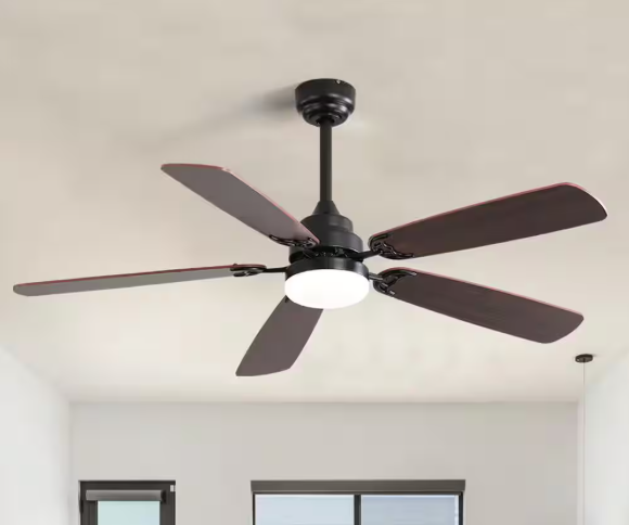 MODERN HABITAT WhisperBloom Blade Span 52 in. Indoor Black Ceiling Fan with LED Light Bulbs and Remote Control CFL-934-52B-W-S