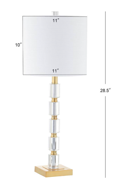 JONATHAN Y Claire 28.5 in. Crystal Table Lamp, Clear/Brass (Set of 2) JYL5001A-SET2