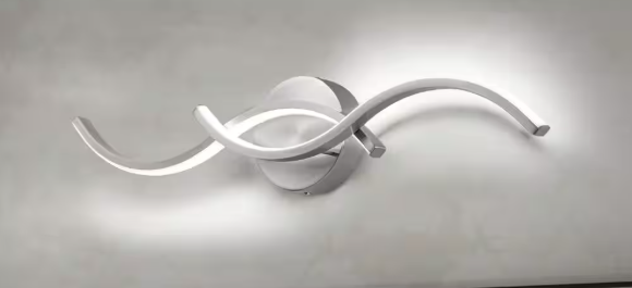 EDISLIVE Jerico 23.6 in. 2-Light Integrated LED Nickel Bathroom Vanity Light Bar with 2 Curves 81010000043348