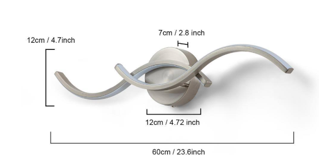 EDISLIVE Jerico 23.6 in. 2-Light Integrated LED Nickel Bathroom Vanity Light Bar with 2 Curves 81010000043348
