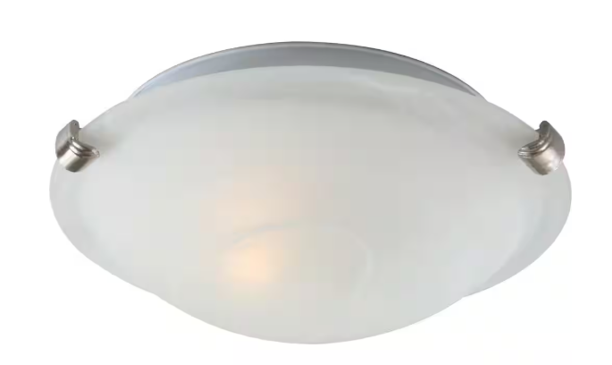 Volume Lighting 1-Light Indoor Brushed Nickel Mini Semi-Flush Mount Ceiling Fixture with White Alabaster Glass Bowl / Saucer Shade V7020-33