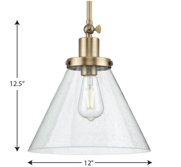 Progress Lighting Hinton 1-Light Vintage Brass Seeded Glass Industrial Pendant Light P500324-163