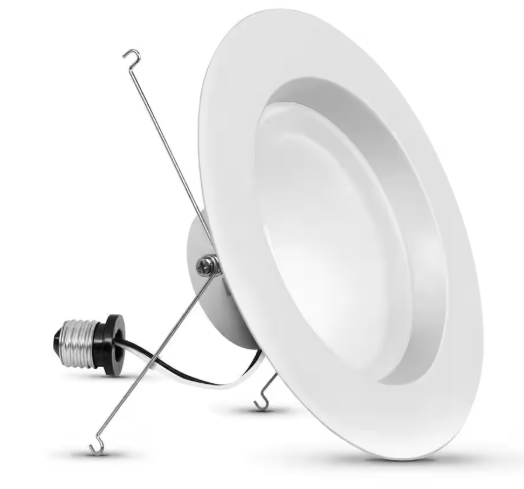 Feit Electric 5/6 in. 2000 Lumens High Output 5000K Daylight Dimmable Integrated LED Retrofit Recessed Light Trim Kit, White 6-Pack LEDR56XHO/950CA/6