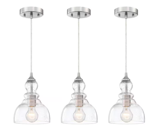 Hukoro 3-Pack 1-light Brushed Nickle Mini Pendant Light