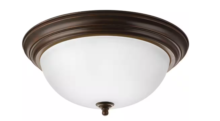 Progress Lighting 3-Light Antique Bronze Flush Mount with Etched Glass P3926-20ET