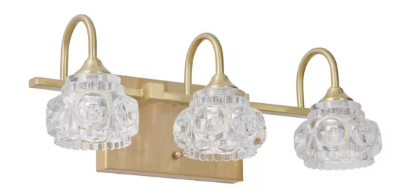 Tidoin 17.3 in. 3-Light Gold Vanity Light Bar (Not Bulbs Included) Light-YDW1-6726