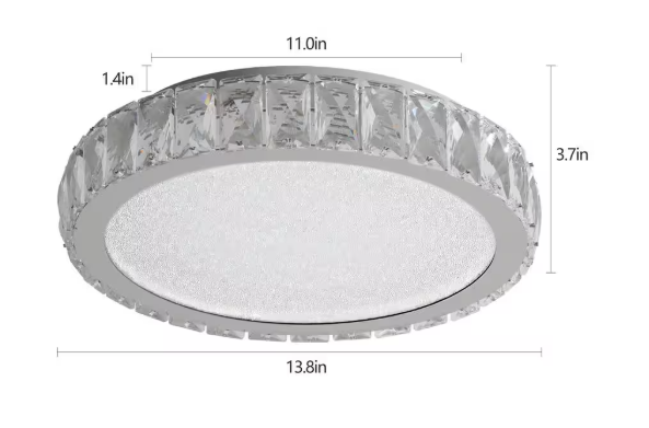 Sunpez 13.8 in. Integrated LED Light Fixture Flush Mount Crystal Chandelier Small Dimmable Interior Lighting YM-C16-156