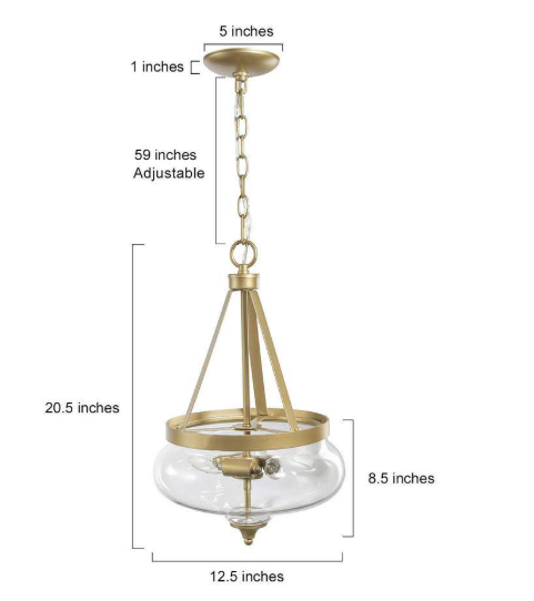 Uolfin Transitional Island Round Pendent Light, 3-Light Brass Circle Pendant Hanging Light with Clear Glass Shade W7FBZMHD23693V2