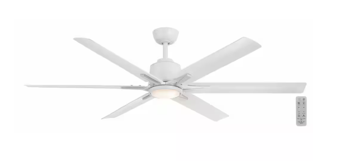 Home Decorators Collection Kensgrove II 60 in. Smart Indoor/Outdoor Matte White Ceiling Fan with Remote Included Powered by Hubspace N608A-MWH