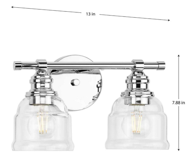 Progress Lighting Ambrose 13 in. 2-Light Polished Chrome with Clear Glass Shades New Traditional Bath Vanity Light P300374-015