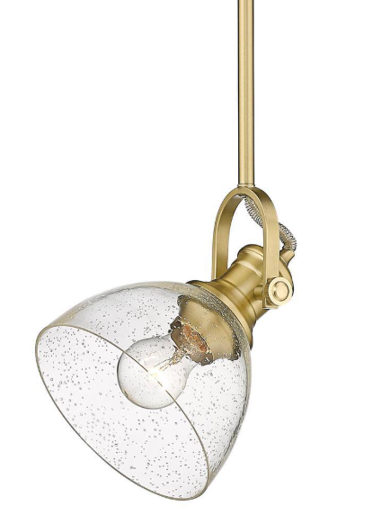 Golden Lighting Hines 1-Light Brushed Champagne Bronze Seeded Glass Shaded Pendant Light