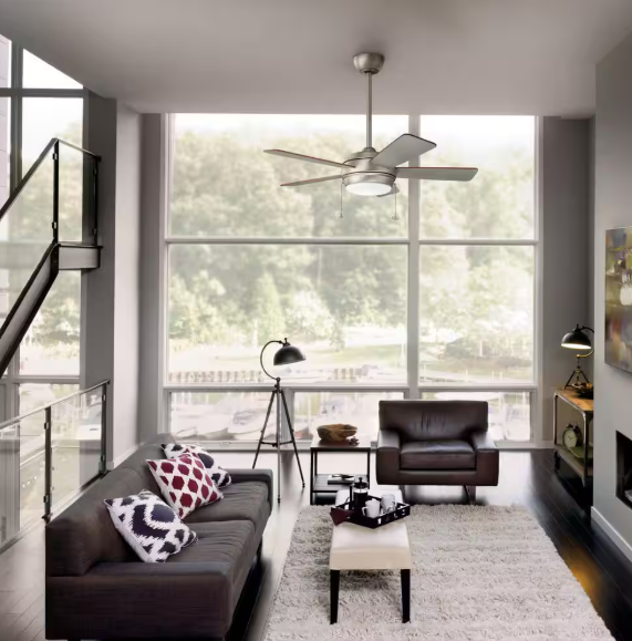 KICHLER Starkk 42 in. Indoor Matte White Downrod Mount Ceiling Fan with Integrated LED with Pull Chain