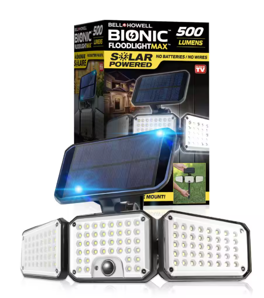 Bell + Howell Bionic Floodlight Maximum 6-Watt 120-Degree Black Motion Activated Outdoor Integrated LED Flood Light Adjustable Panels 8523