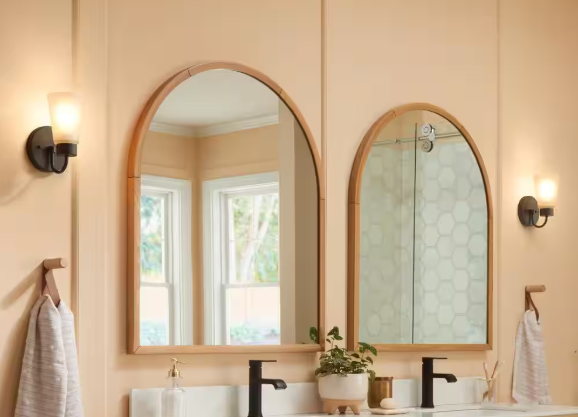 KICHLER Erma 1-Light Black Bathroom Indoor Wall Sconce Light with Satin Etched Glass Shade