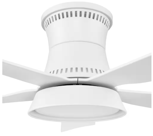 Hampton Bay Hawkspur 52 in. Indoor/Outdoor Matte White Low Profile Ceiling Fan with Adjustable White LED with Remote Included AK424-MWH