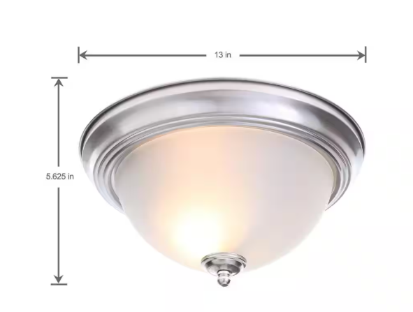 Unbranded 13 in. 2-Light Brushed Nickel Flush Mount EFG8012A-BN