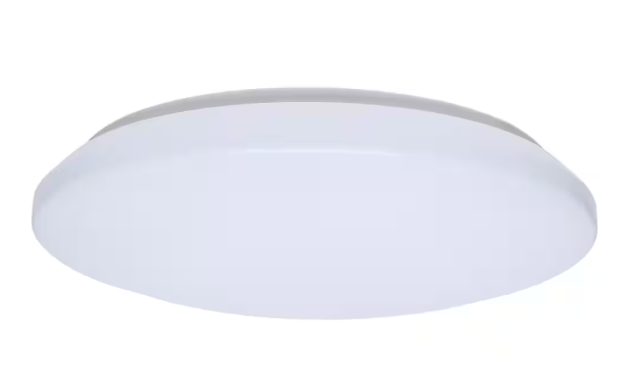 SATCO Cloud 14 in. White Utility Flush Mount with White PMMA Shade, Integrated LED 17-Watt Round Non-Dimmable 62/1853