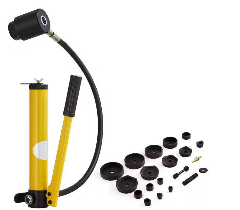 SKYSHALO Hydraulic Knockout Punch Kit, 15 Ton 1/2in. to 4in. Conduit Hole Cutter Set, KO Tool Kits SD15T240CR2MM8SYBV0-0613