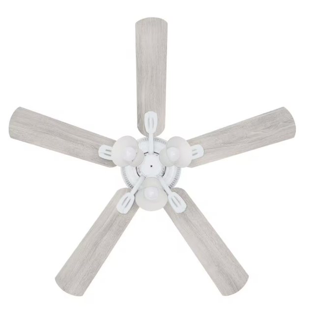 Hampton Bay Glendale III 52 in. LED Indoor White Ceiling Fan with Light and Pull Chains AK338-WH