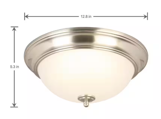 Commercial Electric 13 in. 180-Watt Equivalent Brushed Nickel Integrated LED Flush Mount with Frosted Glass Shade (2-Pack) JAL8011L/BN