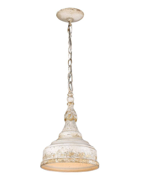 Golden Lighting- Keating Collection 1-Light Antique Ivory Pendant