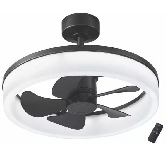 Home Decorators Collection- Dialstone 23 in. Indoor/Outdoor Matte Black Fandelier Ceiling Fan with Adjustable White LED with Remote Included