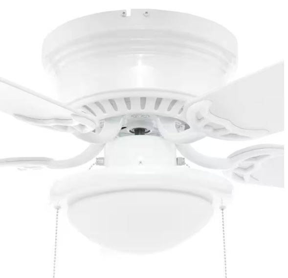 Hampton Bay Hugger 52 in. LED Indoor White Ceiling Fan with Light Kit AL383LED-WH