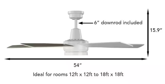 Hampton Bay Fanelee 54 in. White Color Changing LED Matte White Smart Ceiling Fan with Light Kit and Remote Powered by Hubspace 52130