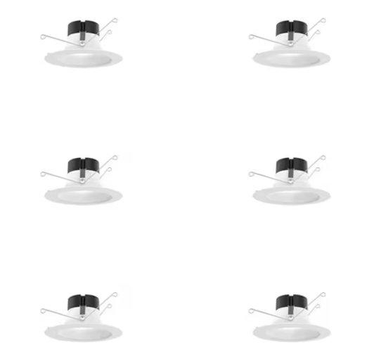 Juno Contractor Select 6 in. Selectable CCT Integrated LED White Smooth Recessed Light Trim (6-Pack) 65SEMW HL SWW5 90CRI CP6 M2