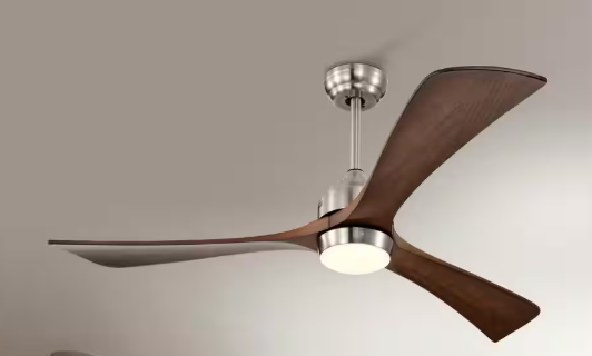 Nestfair 52 in. LED Modern Indoor Nickel Walnut Quiet Reversible Ceiling Fan with Lights Remote Control CHE534