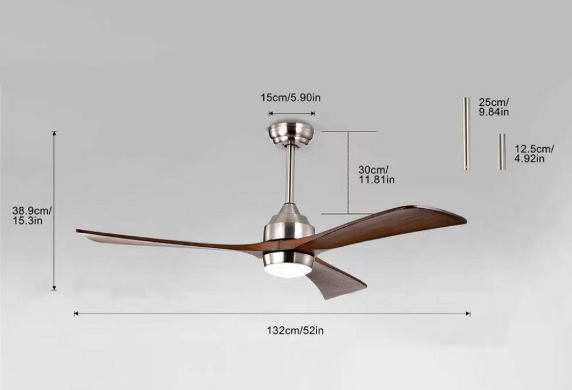 Nestfair 52 in. LED Modern Indoor Nickel Walnut Quiet Reversible Ceiling Fan with Lights Remote Control CHE534
