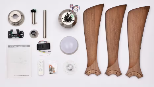 Nestfair 52 in. LED Modern Indoor Nickel Walnut Quiet Reversible Ceiling Fan with Lights Remote Control CHE534