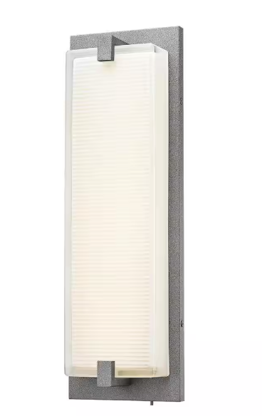 JAZAVA 6 In.30-Watt Dimmable Large 18.6 in. 1-Light Grey LED Wall Sconce Light with Glass Shade 5-Color Temperatures Adjustable HDZTH100BMLED G