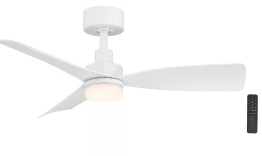 Hampton Bay Marlston 36 in. Indoor/Outdoor Matte White with White Blades Ceiling Fan with Adjustable White LED with Remote Included N375A-MWH