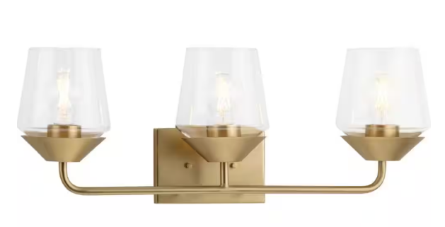 Progress Lighting Avec 24.25 in. 3-Light Brushed Gold Contemporary Bath Vanity Light A300006-191