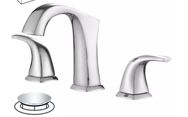 BWE 8 in. Widespread Double Handle Black Bathroom Faucet Set 3-Holes Vanity Sink With Metal Drain In Polished Chrome A-9C-16454-C-4