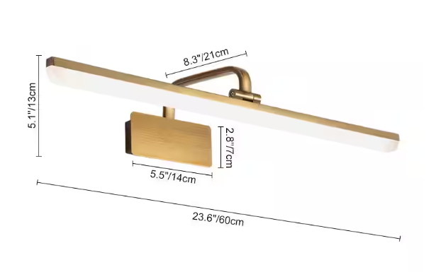 HUOKU Nimbus 23.7 in. 1-Light 14-Watt Brushed Brass Gold LED Bathroom Vanity Light Bar Wall Sconce in Cool White PD1041061