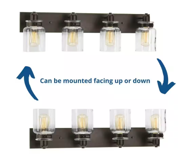 Progress Lighting Calhoun Collection 30-1/4 in. 4-Light Antique Bronze Clear Glass Farmhouse Urban Industrial Bathroom Vanity Light P300048-020