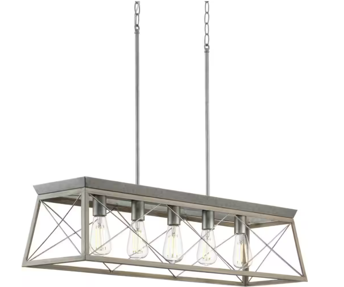Progress Lighting Briarwood Collection 5-Light Bleached Oak Farmhouse Linear Island Chandelier Light P400048-141