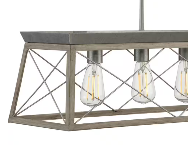 Progress Lighting Briarwood Collection 5-Light Bleached Oak Farmhouse Linear Island Chandelier Light P400048-141