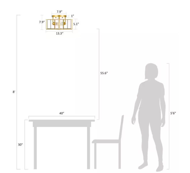 Merra 13.3 in. 2-Light Gold Flush Mount with Star Glass Shade HCF-0613-GO-BNHD-1