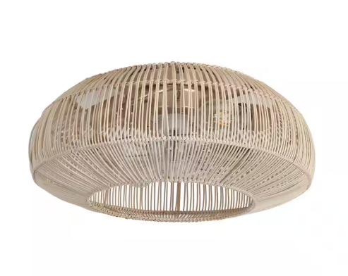 IHOMEadore 19.7 in. Indoor Gold Woven Rattan Flush Mount Caged Ceiling Fan with Light Kit and Remote Control MD-F2002WH